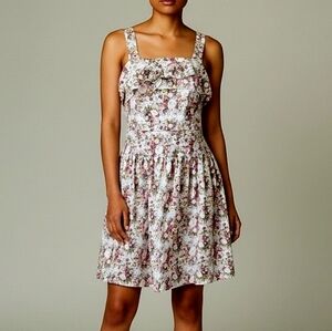 Vintage Cottagecore Dress Floral Bow‎ Accent Coquette Cotton Size L MOA Short